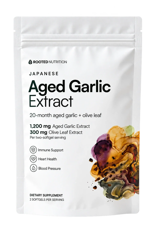 Rooted Aged Garlic Extract white pouch
