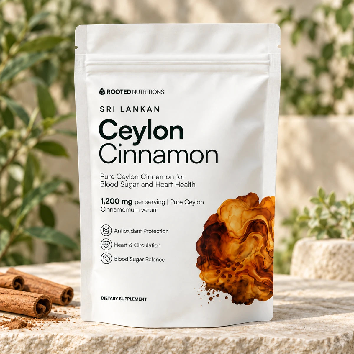 Rooted Sri Lankan Ceylon Cinnamon — 1,200 mg per serving