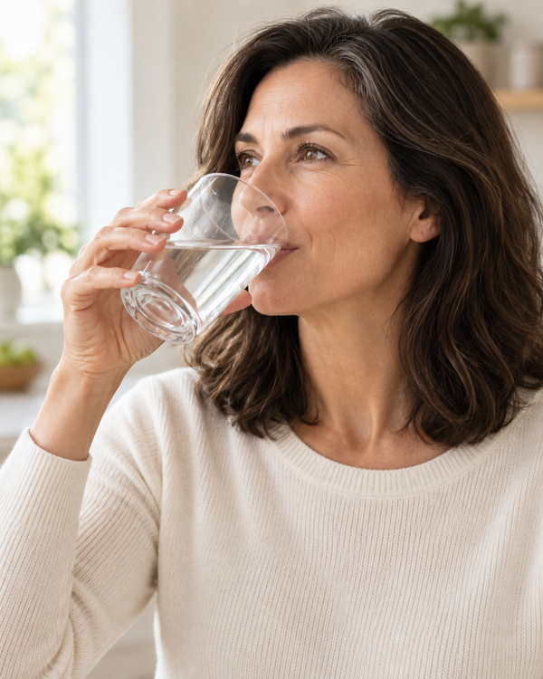 Woman drinking a glass of water